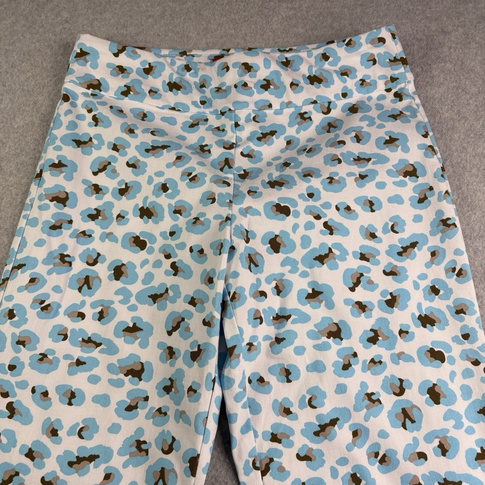 Krazy Larry Pants Women's 2 Blue Geometric All Over Print Stretch Flat Front EUC - Picture 2 of 9